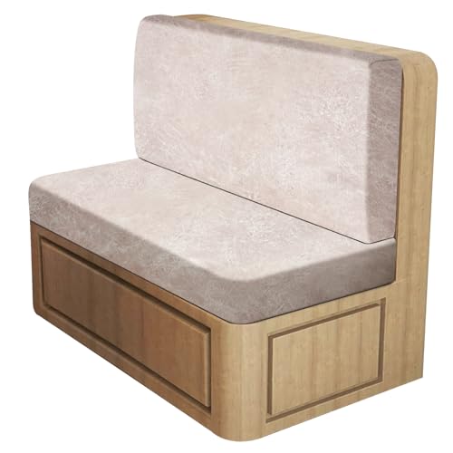 Leather Look RV Dinette Cushion Covers, Stretch Camper Cushion Slipcovers for Travel Trailer Couch RV Booth Seat, Replacement Camper Sofa Chair Protector (1 Backrest Cover & 1 Bench Cover,Beige02) - color: Cream Beige, size: 1 Set