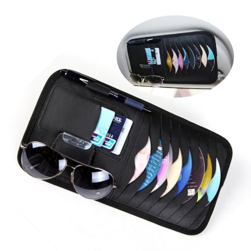 1 Pcs Black Car Sun Visor CD Holder, Universal Fit, Fits Most Cars, SUVs, and Trucks - color: Black