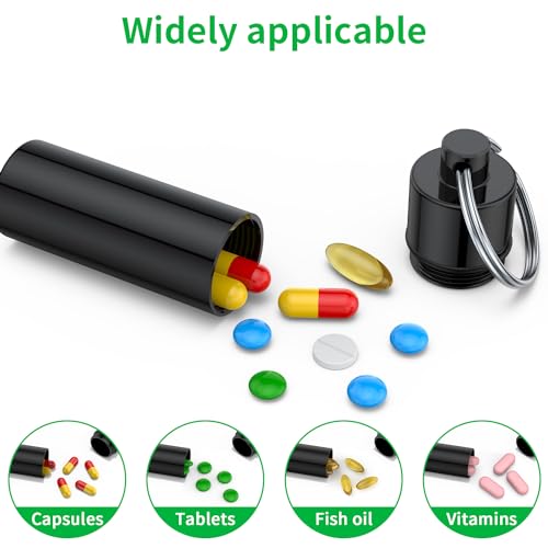 Small Pill Box,(5 Pack) Keychain Pill Holder Portable Mini Travel Pill Container Metal Case Bottle with Keyring - color: 5c