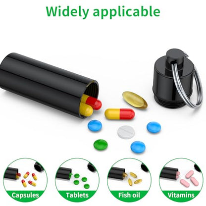 Small Pill Box,(5 Pack) Keychain Pill Holder Portable Mini Travel Pill Container Metal Case Bottle with Keyring - color: 5c