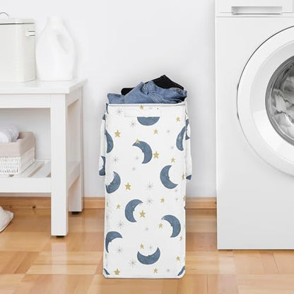Sweet Jojo Designs Laundry Hamper (Moon and Star) for Boys & Girls, Foldable Dirty Clothes Basket with Handles for Baby Nursery, Kids Bedroom, Teen Bathroom (Watercolor Celestial, Sky, Stars & Moons) - color: Moon Bear