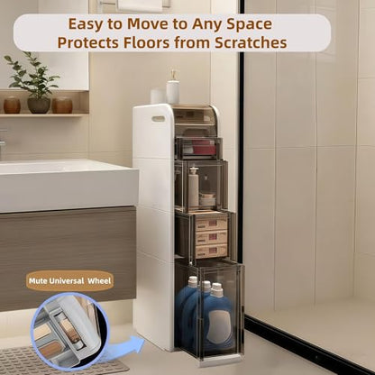 Slim Bathroom Storage Cabinet,Narrow Bathroom Storage Cabinet,Mobile and No Installation Required,Perfect for Small Space Bathroom,Living (A-4Tiers) - size: one-4Tiers