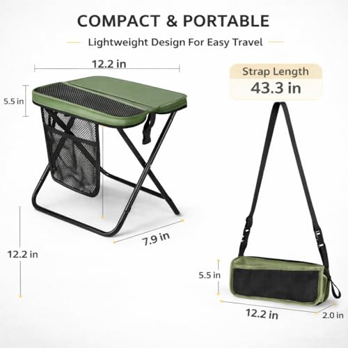 Foldable Stool with Carrying Bag,Compact Folding Chair with Shoulder Strap, Lightweight Outdoor Seat for Fishing, Camping, Hiking, Garden, Beach, Sports Games, Festivals (Green) - color: Green