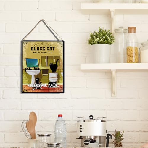 wall-pediments MP 475 Black Cat Bath Soap Co. 4-Cat Chaos Plaque, 6.7 x 10 Inches Funny Cat Bathroom Decor - color: Generic 9960