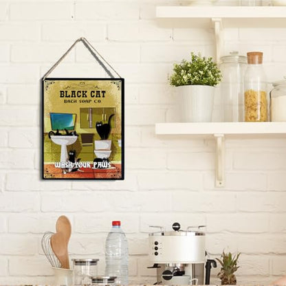 wall-pediments MP 475 Black Cat Bath Soap Co. 4-Cat Chaos Plaque, 6.7 x 10 Inches Funny Cat Bathroom Decor - color: Generic 9960