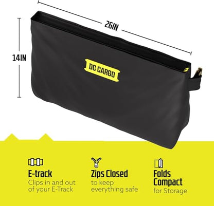 DC Cargo Mall E-Track Storage Bag for Trailers - Heavy-Duty 14 in x 24 in Canvas Zippered E-Track Bag - Weight Capacity 50 lb. - E-Track Accessories - 2 pack - size: 2-pack
