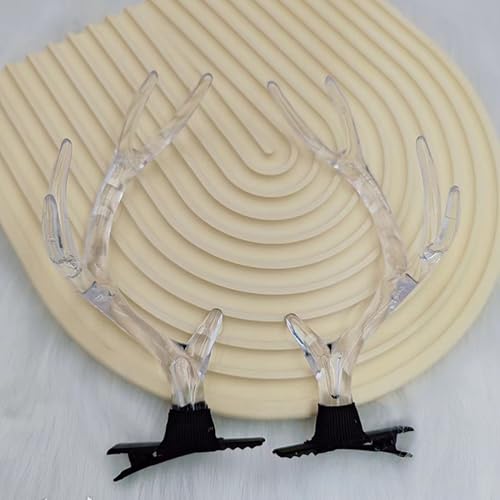 2PCS Clear Christmas Antler Hair Clip Festival Headwear For Woman Kids Bangs Taking Photo Shopping Travel Anti Slip Reindeer Antler Hair Clips Reindeer Hair Clips Reindeer Antler Hair Clips Kids Hair