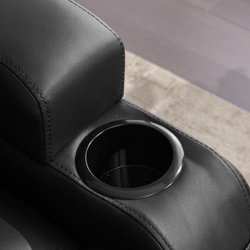 URRED Power Loveseat Recliner Sofa with Massage and Heat, Wall Hugger Reclining Loveseat with Console, RV Couch Home Theater Seating with LED Lights for Living Room (Black, 67" - 2 Seats) - color: Black, size: 67" - 2 Seats