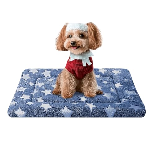 Dog Bed Mat - Dog Crate Pad - Reversible Mat for Pet Comfort - Soft Bed Crate Pads with Dual-Sided Design for All Seasons(Dark Blue Stars, 24" L*18" W*1.5" Th) - color: Dark Blue Stars, size: 24"L*18"W*1.5"Th