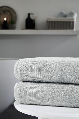 Ozdilek 2-Piece Bath Towels, 27x54 100% Turkish Cotton, Luxury Quick Dry, Extra Large, Fade-Resistant, Eco-Friendly, Spa Towel, Comfortable (Grey) - color: Grey