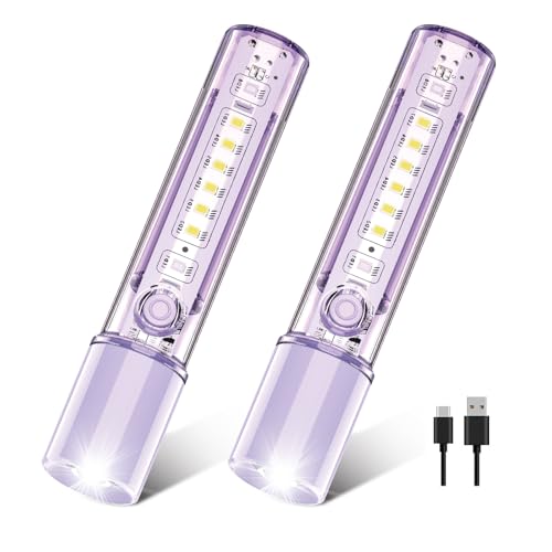 VAVOFO Purple LED EDC Flashlight - USB-C Rechargeable, Waterproof, Zoom Focus, 3 Modes, Red & Blue Emergency Strobe - Best for Outdoor, Tactical, and Survival Use - color: Pink
