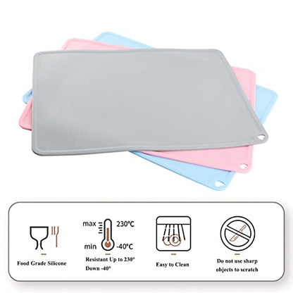 Silicone Pet Feeding Food Mat Dog Cat Placemat with Raised Edge, Anti-Slip Waterproof Pet Bowl Mats Pet Food Tray for Cats, Dogs and Small Animals(Black, Small) - color: Black, size: 16.1"*12.2"