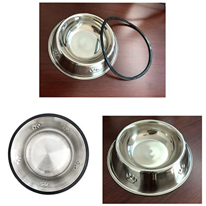 YUDANSI 2 Stainless Steel Dog Bowls, Dog Feeding Bowls for Large Dogs, Anti-Turnover Pet Dish with Rubber Base, Medium and Large Pet Feeder Food Water Plate (XL-51oz) - size: XL-51oz