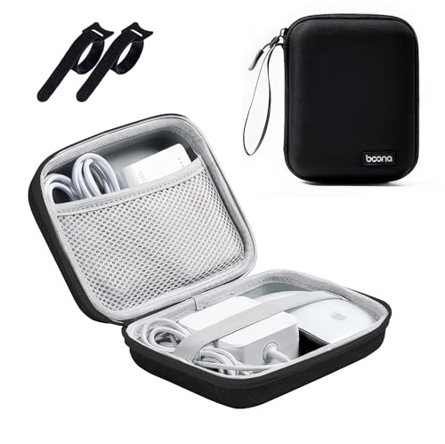 Charger Case for MacBook, Small Charger Organizer, Portable Pouch Travel Storage for Laptop Accessories, Waterproof for Magic Mouse, Power Bank,Charging Cords (Black)… - color: Black-Medium-EVA