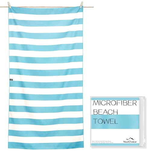 Your Choice Microfiber Beach Towel, Sand-Free Quick Dry Travel Towel, Oversized Compact Lightweight Recycled Towel for Pool Camping(67"x35"/60"x30") - color: E-glacier Blue, size: Extra Large(67x35")