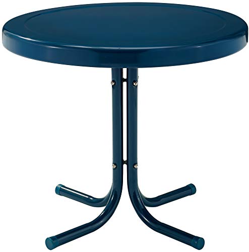 Crosley Furniture Griffith Weather Resistant Retro Metal Outdoor Side Table for Patio, Deck, Porch, Navy - color: Navy