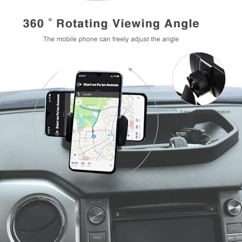 Black ABS Car Center Console Dash Table Storage Tray Fit for Toyota Tundra 2014-2021 Instrument Organizer 360° Rotating Phone Holder Cradle Accessories (with Mobile Phone Holder) - style: With Mobile Phone Holder