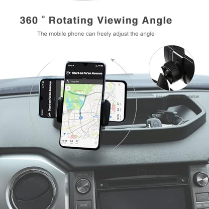 Black ABS Car Center Console Dash Table Storage Tray Fit for Toyota Tundra 2014-2021 Instrument Organizer 360° Rotating Phone Holder Cradle Accessories (with Mobile Phone Holder) - style: With Mobile Phone Holder
