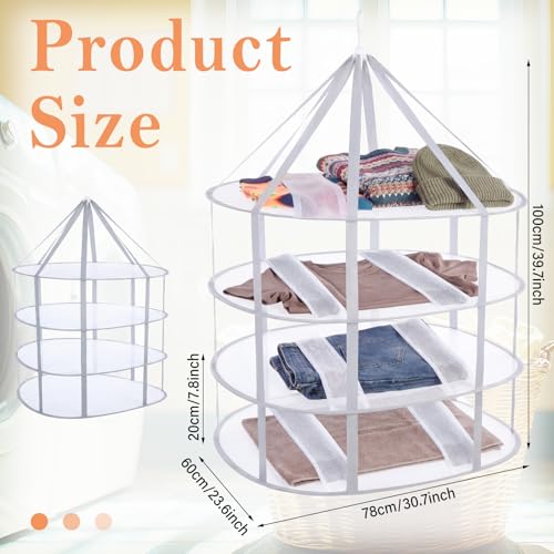 4-Tier Folding Sweater Drying Rack Mesh Clothes Hanging Foldable Sweater Dryer Portable Clothes Drying Rack for Flat Knitwear Laundry T-Shirt Swimsuit Delicates (1 Pack)