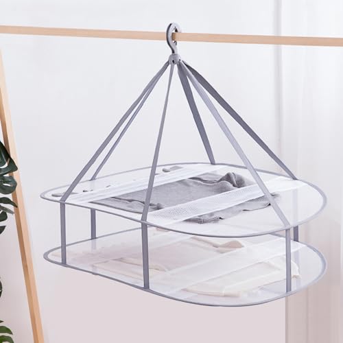 2 Tier Folding Mesh Clothes Drying Rack with Internal Fixation Stackable Sweater Drying Rack Portable Hanging Laundry Rack for Sweater,T-Shirt,Delicates,Swimsuit (2 Pack) - size: 2 Tier