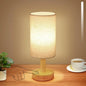 Rechargeable Cordless Touch Table Lamp with Stepless Dimming,Natural Wood Base&Linen Shade,Small Battery Wireless Ambient Night Light for Bedroom,Bedside,Nightstand,Nursery,Kitchen,Camping,Outdoor - size: Round - Cordless Touch - Set of 1