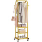 Dttwacoyh Metal Clothing Rack with Wheels and Hanging Hooks,Narrow Coat and Shoe Rack,Small Hall Tree,for Small Space, Bedroom, entryway, Walk-in Closet, Laundry Room-Gold - color: Gold