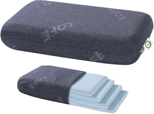 Adjustable Memory Foam Pillow for Side Sleeper,CertiPUR-US Neck Pillow | 4 Heights from 1.2 to 4.8in, Cervical Pillow for Neck Pain Relief, Thin Pillow for Back/Stomach Sleepers,Removable Pillowcase - color: Grey, size: Standard: 23.6''×14.2''