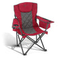 ARROWHEAD OUTDOOR Portable Deluxe Folding Camp Quad Chair w/Headrest, Glass & Cup Holders, Armest 6-can Cooler, Heavy Duty Carry Bag, 550 lbs Weight Capacity - color: Burgundy Red