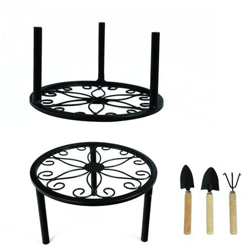 2-Pack Metal Plant Stands for Outdoor Indoor, Anti-Rust Iron Flower Pot Stand, Heavy Duty Plant Pot Shelf for Multiple Plant, Decoration Racks for Home, Patio & Garden