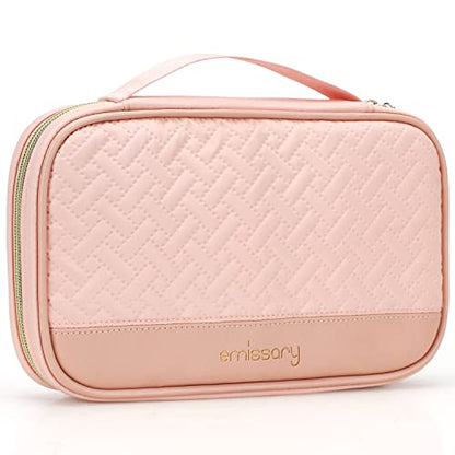 emissary Travel Jewelry Case Organizer for Necklace & Earrings, Pink | Padded slots & necklace ties keep jewelry tangle-free; double-zip, water-repellent travel case for rings & earrings - color: Pink