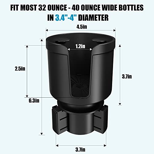 Seven Sparta Cup Holder Expander with Phone Holder & Cable Access, 3-in-1 Car Organizer, Side Storage Box for Phone/Cards, Compatible with Yeti, Owala, Hydro Flasks & Large Bottles Mugs in 3.5"-4.0" - size: Large