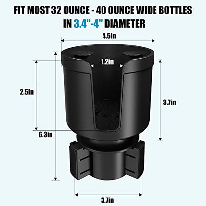 Seven Sparta Cup Holder Expander with Phone Holder & Cable Access, 3-in-1 Car Organizer, Side Storage Box for Phone/Cards, Compatible with Yeti, Owala, Hydro Flasks & Large Bottles Mugs in 3.5"-4.0" - size: Large