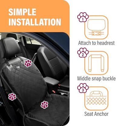 Active Pets Dog Car Seat Cover, Waterproof Front Seat Protector for SUV Truck Sedan, Pet Safety Travel Comfort System with Universal Fit, Beige - color: Beige
