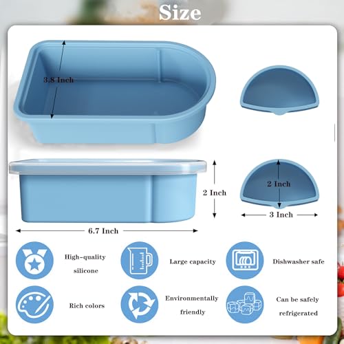Toutrop 3 Pack Reusable Silicone Snack Containers with Lids, Salad Sauce Seasoning Container, Detachable design Mini Kids Snack Concainers for Travel, Office, Picnic