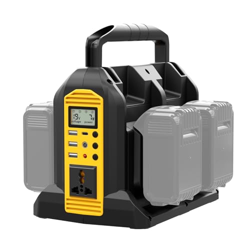 Power Inverter Compatible with Dewalt 20V Battery, 350W Outdoor Generators Convert DC 20V to AC 120V Pure Sine Wave Inverter with 6 Output Ports, LED Light for Camping Emergency
