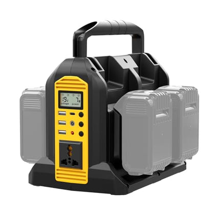 Power Inverter Compatible with Dewalt 20V Battery, 350W Outdoor Generators Convert DC 20V to AC 120V Pure Sine Wave Inverter with 6 Output Ports, LED Light for Camping Emergency