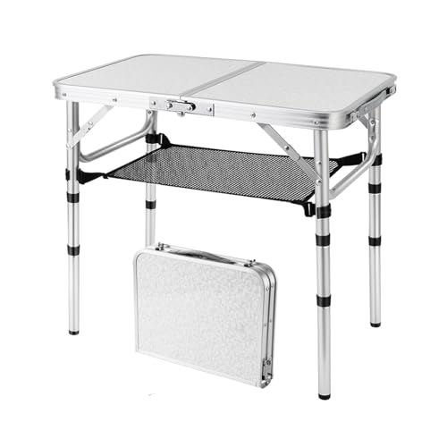 YihuiKo Folding Picnic Table, Small Camping Table with Adjustable Heights, Portable Lightweight Aluminum Side Table for Office, Beach, Garden, Travel - size: 23.6" x 15.8" x 24"