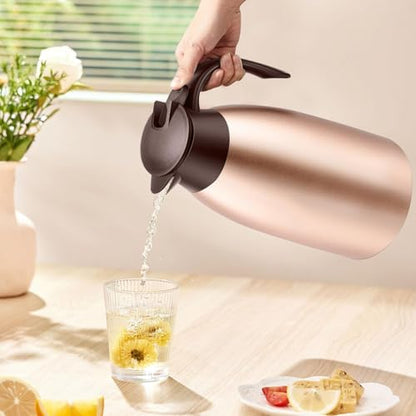 68oz Thermal Coffee Carafe, Stainless Steel Coffee Carafes for Keeping Hot, Airpot Insulated Tea Pot Dispenser for Hot Water, Tea, Hot Beverage - Keep 12 Hours Hot, 24 Hours Cold, Champagne Gold - color: Champagne Gold