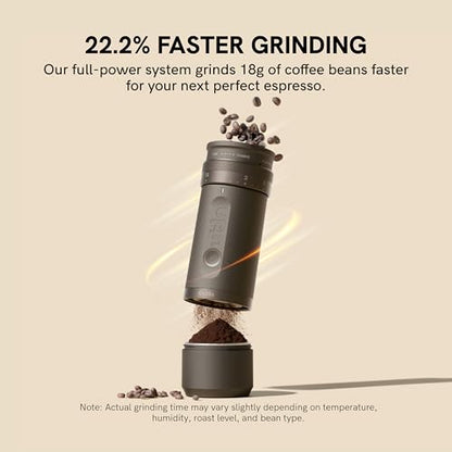 OutIn Mino with Fino, Portable Electric Espresso Machine with Portable Electric Coffee Grinder (Green & Brown)
