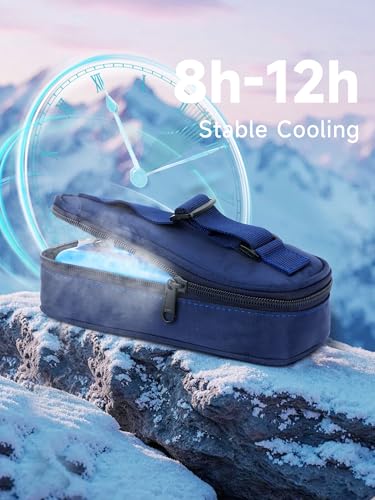 YOUSHARES Insulin Vials Cooler Travel Case - TSA Approved Diabetic Med & peptide Vial Cooling Bag with Protective Ice Brick, Refrigerated Diabetes Supplies Organizer, Small Bottle Carrying Storage - color: 01_Navy Blue