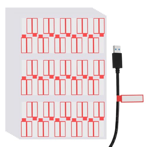 uxcell 300 Pcs Cable Labels, Waterproof Wire Cord Labels Tags, Cord Organizer Management Tags for Charger Cable Organizer Wire Markers Printer, Red - color: Red