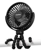 Coohea Stroller Fan Clip on for Baby, 4000mAh Rechargeable Battery Operated, Flexible Tripod, 3 Wind Speed, 360° Rotatable, Small Cooling Portable Fan for Car Seat Crib Golf Cart Bike Treadmill, Black - color: Black
