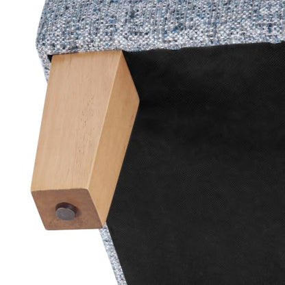 HomePop 22" Medium Tufted Storage Ottoman - Blue Gray Woven Fabric - color: Blue Gray Woven Fabric