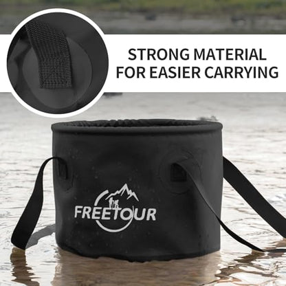 Baiao Collapsible Bucket 5 Gallon, Portable Collapsible Bucket with Handle, Folding Water Container for Fishing Camping Beach Hiking Home Travel Car Washing(Black 20L) - color: Black