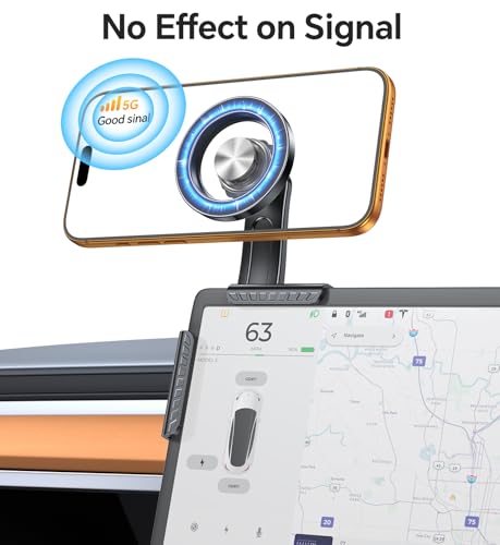 for Magsafe Car Mount, Tesla Phone Mount for Car【20 Strong Magnets】Magnetic Phone Holder for Car Tesla Phone Holder Model Y/3/S/X Accessories, No Glue Required, for iPhone 17 Pro Max 16 15 14