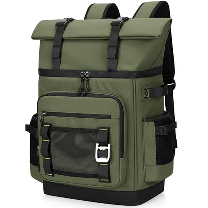 42 Can Backpack Cooler,40L Insulated Double Decker Leakproof, Waterproof Travel Cooler Backpack for Beach Camping Picnic Travel - color: green