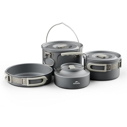 Naturehike Camping Cookware Set Mess Kit for Backpacking Gear, Camp Cooking Set, Camping Pots and Pans Set for Outdoor Backpacking Camping Hiking Picnic - color: 4-7 People