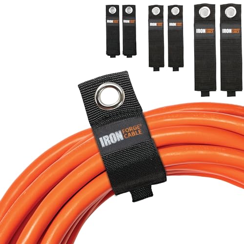 Iron Forge Cable Extension Cord Wrap Organizer, 12 Piece Multi-Pack - 2 Pieces of Medium, Large, and XL Hook and Loop Hanger Wraps Up to 50 lbs - size: Assorted (2M/2L/2XL)
