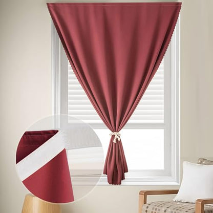 Self Adhesive Curtains - No Drilling, No Rod, Easy to Install Blackout Curtains for Window Blinds,Bedroom(Burgundy 35 * 59in-1P) - color: Burgundy, size: 35"W x 59"L (Pack of 1)