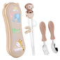 Toddler Utensils Stainless Steel Kids Silverware Set with Kids Training Chopsticks and Baby Spoon and Fork for Self Feeding Learning with Case - color: Brown Brown Brown